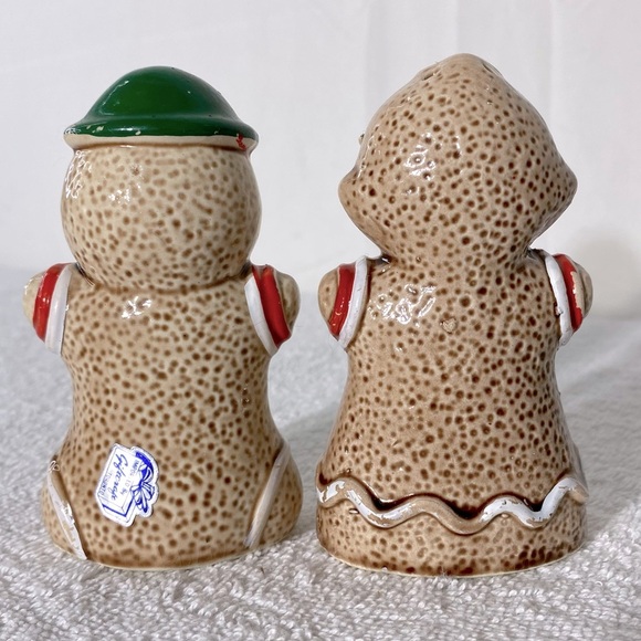 Vintage Giftcraft Brown Ceramic Gingerbread People Salt & Pepper Shakers - Picture 5 of 8